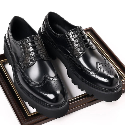 Mens Derby Shoes Height Increase Formal Dress Footwear Casual Leather Oxford Shoes